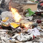 Brennender Akku im Abfall